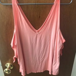 American Eagle Outfitters Tops - NEVER WORN AEO COLD SHOULDER coral shirt American Eagle Outfitters Tops - NEVER WORN AEO COLD SHOULDER coral shirt